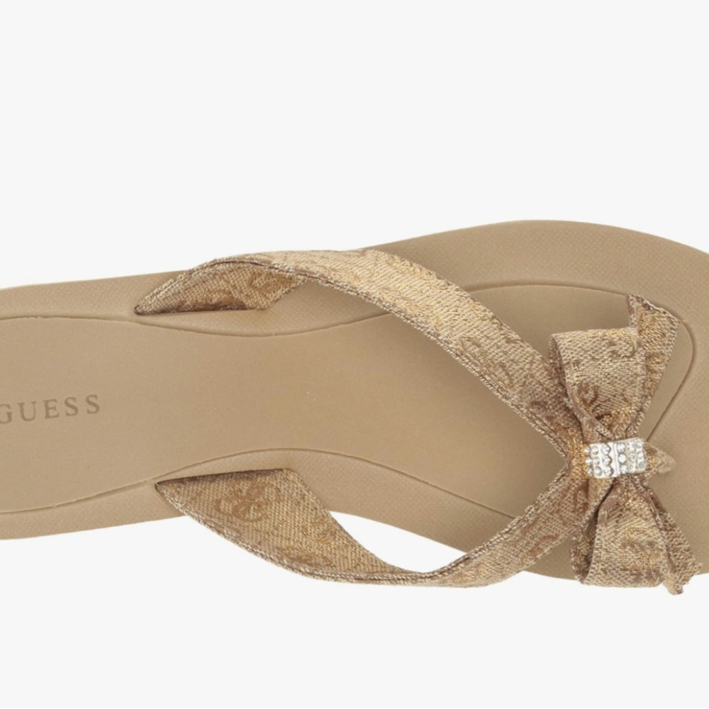 Guess Women's Gold Sandals with Bow Accent